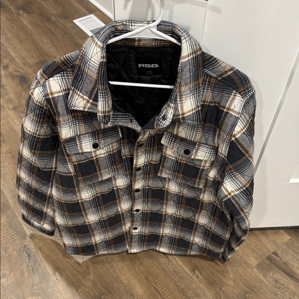 RSQ Black and Brown Plaid Shirt